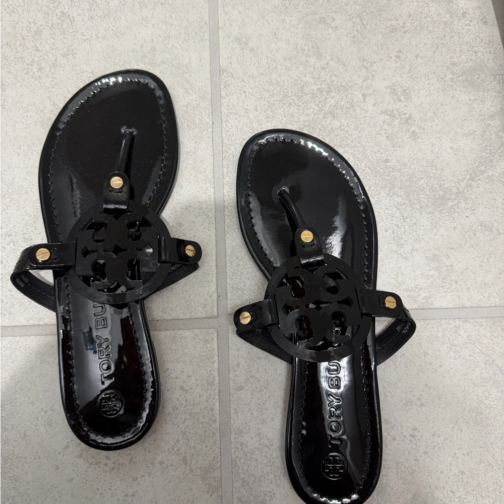 Tory Burch Glossy Black Sandals